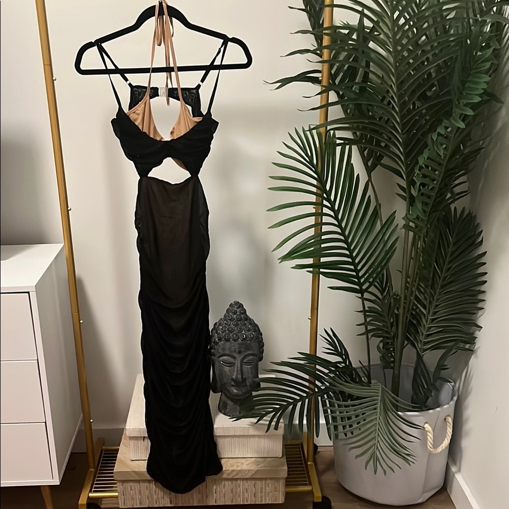 Elegant Black Ruched Dress